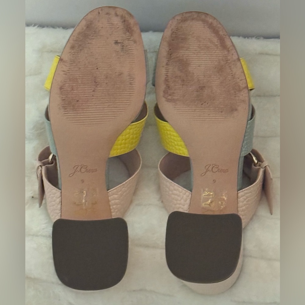 J. Crew Penny Colorblock Faux Crocodile Block Heel Sandals Women’s Size 9 - Picture 7 of 7